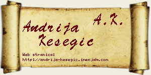 Andrija Kesegić vizit kartica
